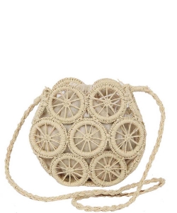 Straw Crochet Crossbody Bag YW-0012 BEIGE